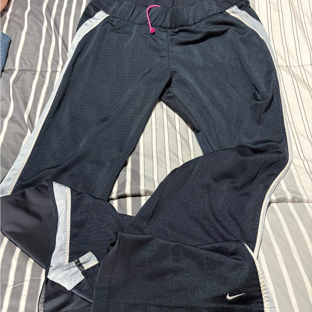 Nike Black and Gray Joggers with Pink Accent